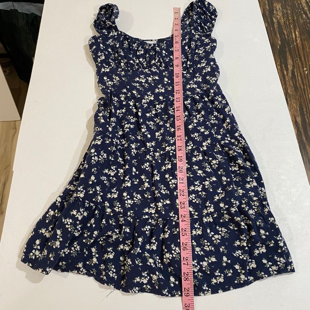 Hollister Blue Floral Mini Dress XS Cottagecore Babydoll Summer Dress - Picture 6 of 7